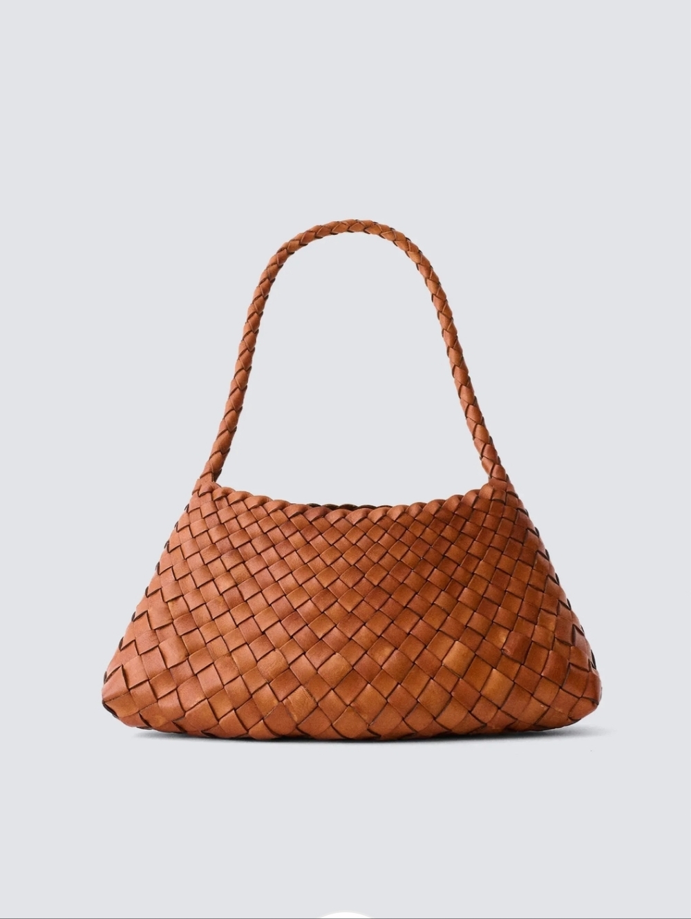 Braided Tan Leather Shoulder Bag